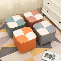 Light luxury technology cloth small stool household coffee table stool solid wood low stool changing shoe stool fitting room sofa stool sitting pier square stool