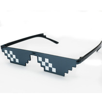 New mosaic glasses two-dimensional costume force artifact sunglasses code rectangular pixel mirror