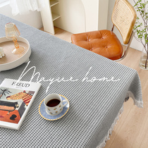 Manyuejia Japanese ins wind cotton linen gray rectangular tablecloth Coffee table pad cloth cover cloth Premium sense bedroom tablecloth