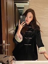 ZOWZOW choking with a small chili pepper early spring short of national wind velvet hand-lined Buttoned Embroidered Don Coats Womens Blouse