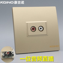 Champagne gold 86 type one red and white audio in-line panel gold RCA double hole AV Lotus solder-free docking socket