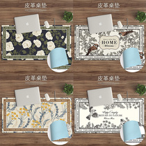 American hand-painted flowers and birds pastoral country PU leather table mat waterproof oil-proof and anti-scalding super large mouse pad for writing
