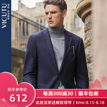 VICUTU MENs suit suit top Wool BLEND BUSINESS BLUE FORMAL suit jacket