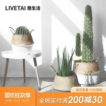 State of life Nordic sea grass hand-woven basket Straw flower basket flower pot hand-woven folding storage dry flower pot ornaments