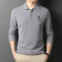 Autumn mens long sleeve knitted polo shirt mens fashion brand British cotton embroidery trend slim business leisure T-shirt