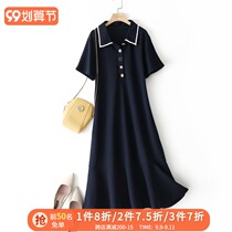 IHIMI dress women 2021 summer new casual loose French polo collar temperament thin Medium-length dress