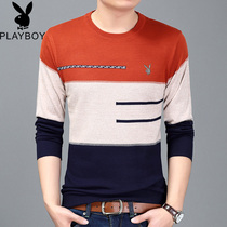 Playboy round neck sweater thin spring and autumn pullover sweater mens knitted sweater bottoming cardigan sweater T-shirt