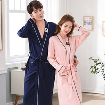 Spring and autumn season pure cotton long style bath robe women lovers sleeping robes mens day style long sleeves a pair of pyjamas sexy family clothes