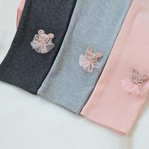 Girls leggings spring and autumn thin models wearing foreign spring clothes baby white children long pants 2021 New