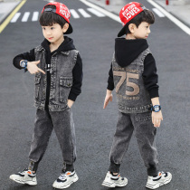Boy Spring Clothing Suit 2022 New Childrens Clothing Spring Autumn Season Ocean Gas Trendy Boy Handsome Cowboy Three Sets Tide