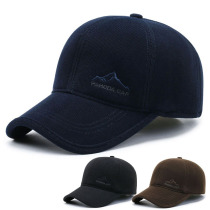 Winter middle-aged mens hat solid color stripel cap thickened warm bend along baseball cap mens corduroy tide cap