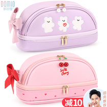 Duomiao House primary school student pencil bag girls kindergarten childrens net red large capacity hand-carried double-layer stationery box pencil box