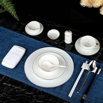 Hotel supplies Table tableware high bone china club box Villa Wing Bowl soup plate high-end custom printed logo