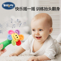 Baby pacifying BB stick hand grabbing puppet grasping training puzzle rattle toy 6 months small sand hammer plush toy