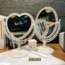 ins mirror makeup mirror Retro net red desktop desktop dressing mirror Girl heart large student dormitory double-sided mirror