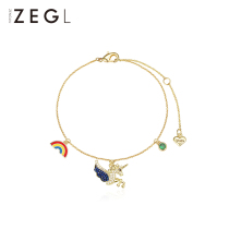ZEGL925 Sterling Silver Rainbow unicorn bracelet female couple birthday gift niche handpieces to give girlfriends