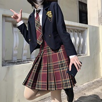 British spring and autumn single grain buckle small suit Korean version of womens clothing girls college style school uniform suit Korean version of college style women