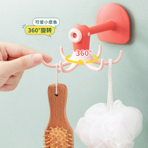 Creative rotatable hook kitchen storage hanger non-perforated storage bathroom key porch seamless door hook