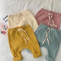 Spring Korean childrens clothing baby big pp leggings Spring men and women Baby cute threaded trousers stretch pants