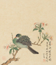 Inkjet printing Painting core Pu Ru Pu Xinyu Peach blossom Mountain bird 26x30cm
