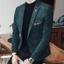 Knockfield corduroy small suit men Korean version of slim embroidery casual suit mens annual hair stylist coat tide