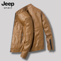Jeep Jeep Gavelt Leather Clothes Men 2022 Fall and Winter Trend Locomotive Clothes Casual Leather Jacket Man Spring and Autumn