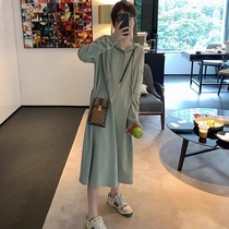 Pregnancy Woman Dress 2021 Early Autumn New Big Code Easy Korean version Lianhood dress fashion Lazy Wind Even Dress Skirt