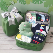 Baby Dinosaur Age Suitcase Gift Box Spring Summer and Autumn Freshmen Gift Shoes Clothing Doll Cotton Set