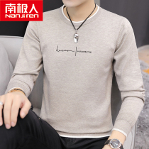 Antarctic Sweater Mens 2021 Autumn New Korean Slim Fake Two Knitted Sweater Fashion Leisure base shirt