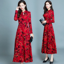 Cheongsam improved dress festive big flower skirt small chamomile noble lady high end age 2021 Spring and Autumn new female