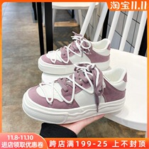 Autumn and winter 2021 New plus velvet padded cotton shoes womens shoes Korean version of tide students winter shoes sports white shoes