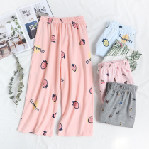Foreign Trade Summer Lady Pure Cotton 70% Sleeping Pants Full Cotton Home Pants Big Code Loose Home Casual Pants Pants Thin