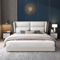 Leather bed Light extravagant modern minimalist master bed double bed wedding bed leather soft bag multifunctional bed Nordic storage bed