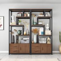 Iron Art Bou Ancient Shelf Living Room Shelf Partition Bookcase Storage Cabinet Integrated By Wall Office Shelf Bookshelf Wall Wall