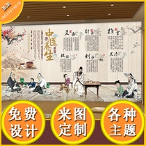 Chinese medicine health hall wallpaper Foot bath physiotherapy health care background wall beauty salon club mural Foot massage massage shop wallpaper