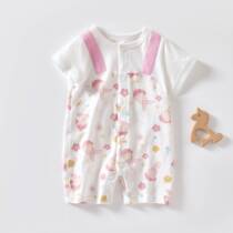 Baby rabbit conjunction clothes newborn pure cotton climb high-end red cartoon hackdress for men and women to outfit