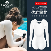 FRENZEL flange left sexy backless bikini sunscreen long sleeve one-piece swimsuit female thin free diving suit