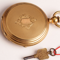 18k gold key winding two hours(International hours)Pocket watch (Antique watch Family)