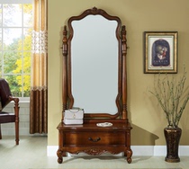American dressing mirror fitting mirror European solid wood floor mirror full length mirror bedroom changing mirror wall mirror home