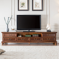American country solid wood TV cabinet living room low cabinet storage European audio-visual cabinet floor cabinet self-contained low cabinet small apartment