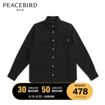 (The same style in the mall)Taiping bird mens long-sleeved black and gray plaid casual shirt Korean shirt B2CHB3267
