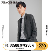 Taiping Bird mens gray plaid suit Mens winter new Korean version of the trend casual suit mens jacket