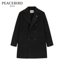 (Shopping mall same) Taiping Bird Mens wool coat casual black long cashmere coat B1AAB4410