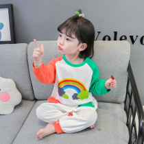 Girl Conjoined Sleepwear Spring Autumn Season Thin pure cotton cute baby baby anti-kick sleeping bag Home Conserve childrens clothes