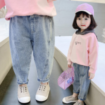 Girls pants spring and autumn jeans casual foreign wear small children autumn clothes childrens autumn shoes