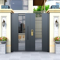 Wrought iron courtyard door Villa door Garden door entry door Modern simple single and double open iron door Country yard door