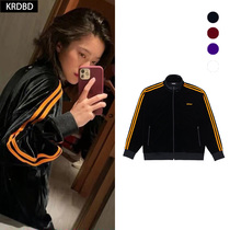 Zhang Xueying Zhang Jiayuan same NERDY autumn and winter bright velvet two bars for men and women sports leisure