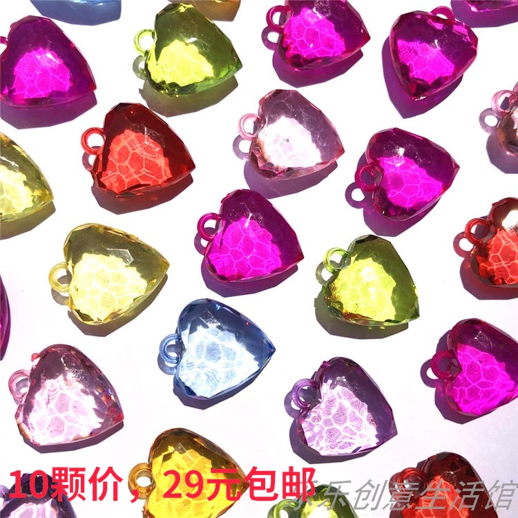 Crystal Transparent Love Gem Colored Ackle Plastic Toy Girl Game Little Props Childrens Treasure Gift
