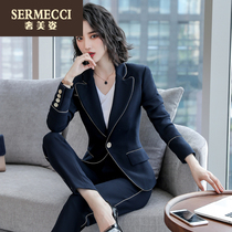 Professional wear womens pants 2021 Spring and Autumn New Fashion long sleeve suit two-piece OL temperament formal overalls