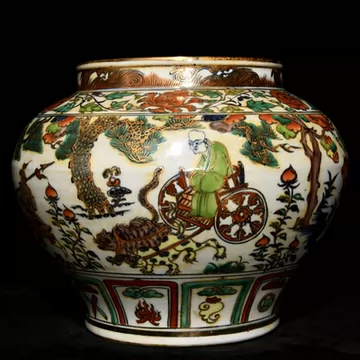 青花鬼谷子下山天字茶叶壺  茶道具    装飾品   工芸品 美術品 置物 青花鬼谷子下山天字茶叶壺 茶道具 装飾品 工芸品 美術品 置物